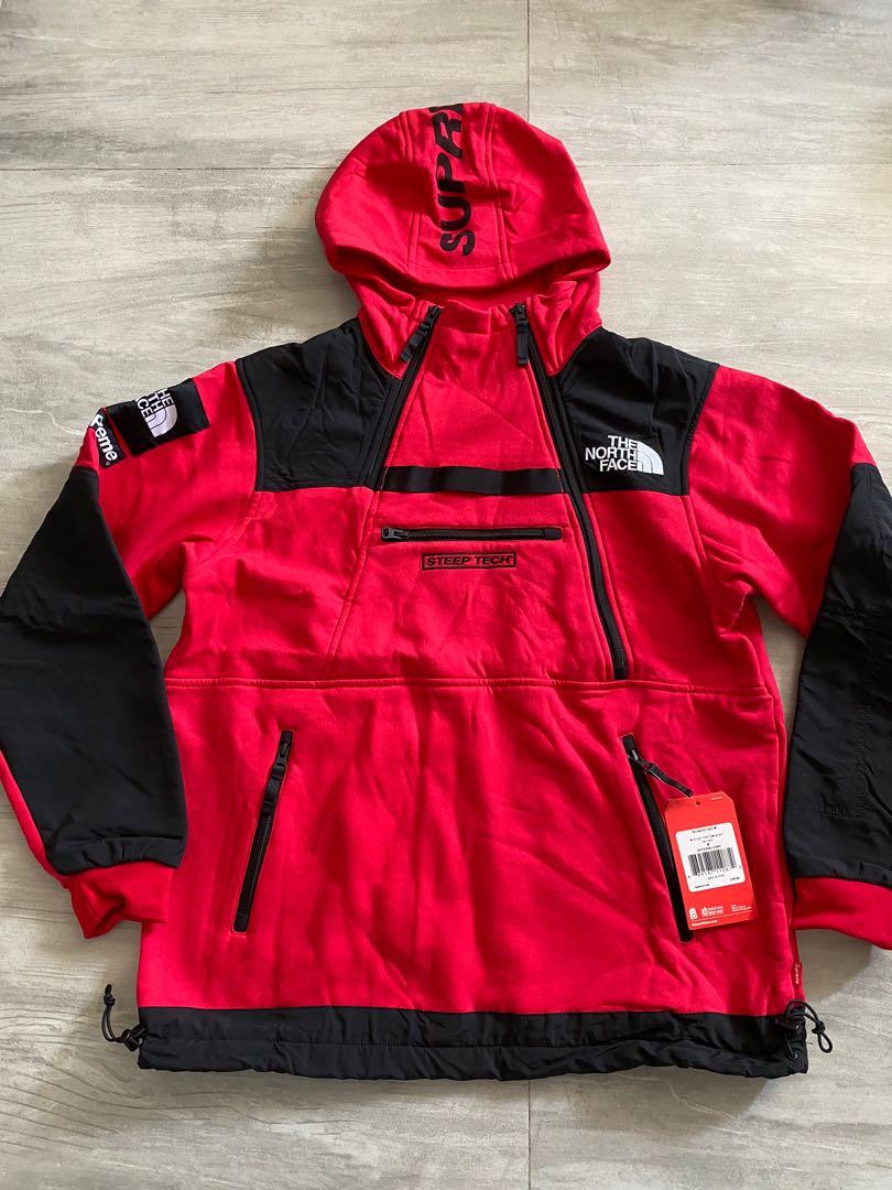 Supreme x the north face SS16 Steep Tech Hooded Sweatshirt Red, 男