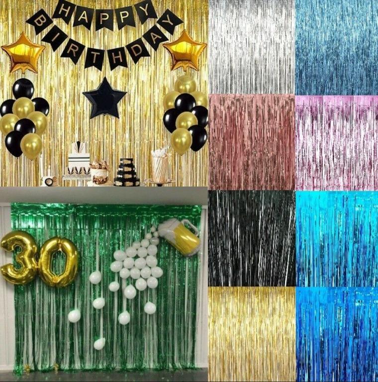 Tinsel Foil Curtain. Backdrop. Party Decor, Hobbies & Toys, Stationery &  Craft, Occasions & Party Supplies On Carousell