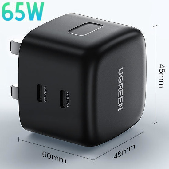 UGREEN 65W Dual USB-C Charger Small Size GaN, Mobile Phones & Gadgets,  Mobile & Gadget Accessories, Chargers & Cables on Carousell