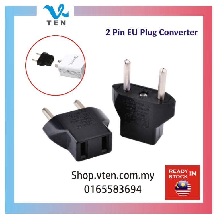 Universal 2 Pin Plug Socket Travel Adaptor US EU CHINA To Malaysia UK