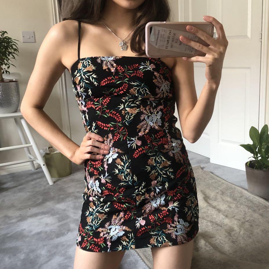 Urban Outfitters Floral Embroidery Slip 