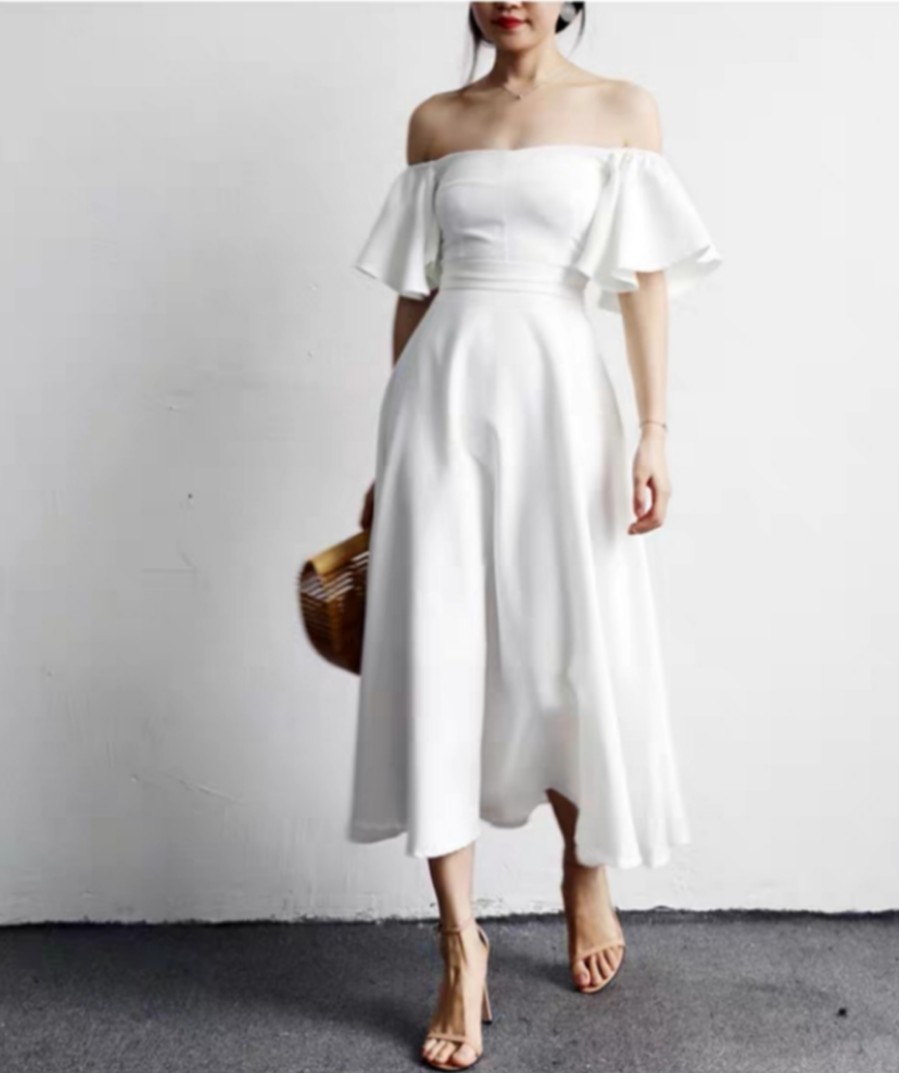 White Off Shoulder Dress Women s Fashion Tops Sleeveless on