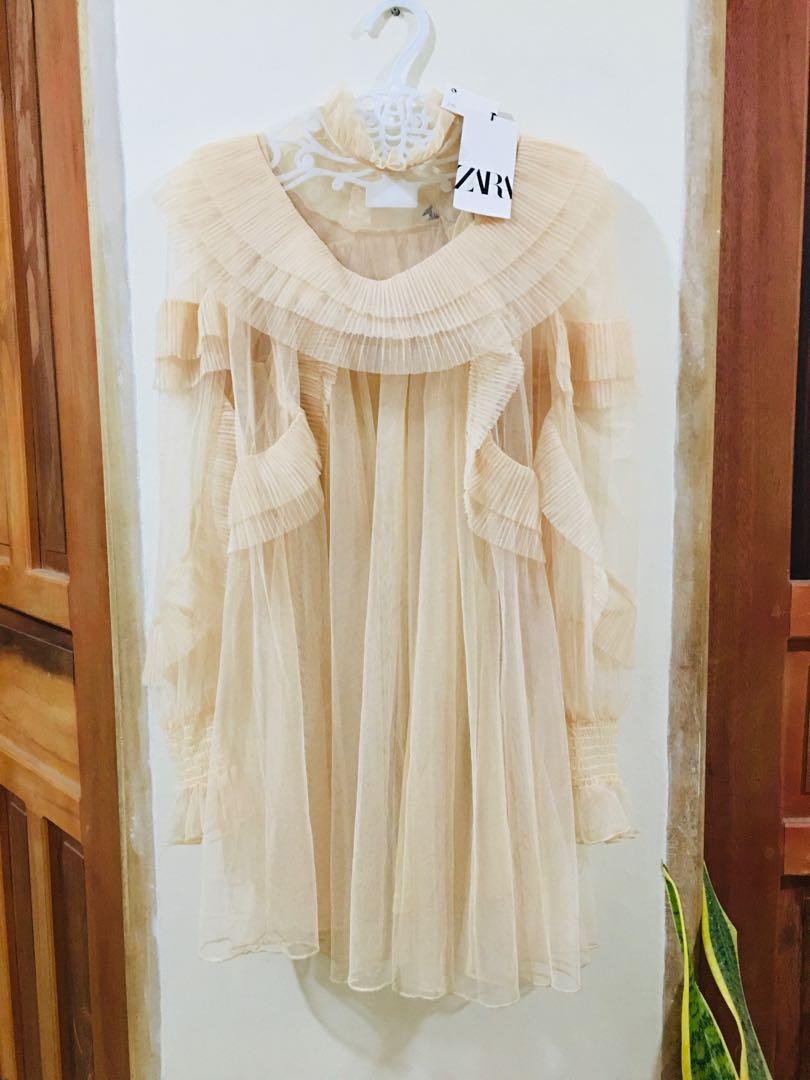 Zara knit tulle dress, Women's Fashion, Dresses & Sets, Dresses on Carousell