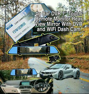 4g Car DVR 7" Touch Remote Monitor Rear View Mirror With DVR and WiFi Dash Cam