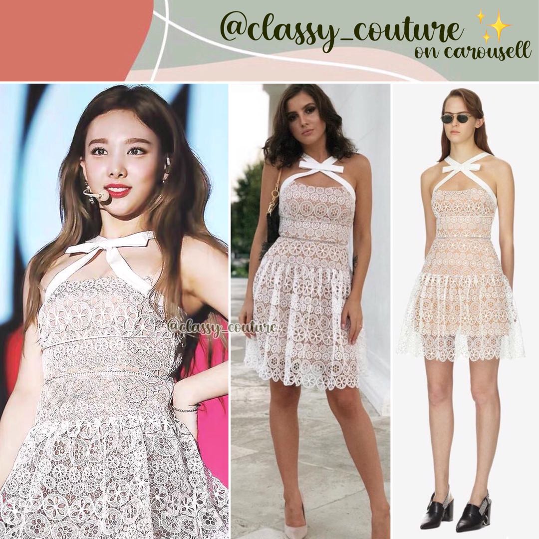 Self portrait white circle floral lace mini on sale dress