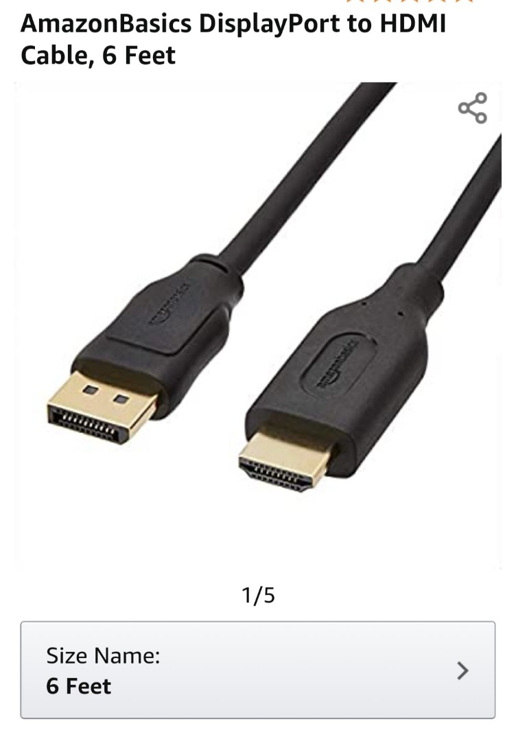 AmazonBasics DisplayPort to HDMI cable, 6 Feet, Computers & Tech, Parts