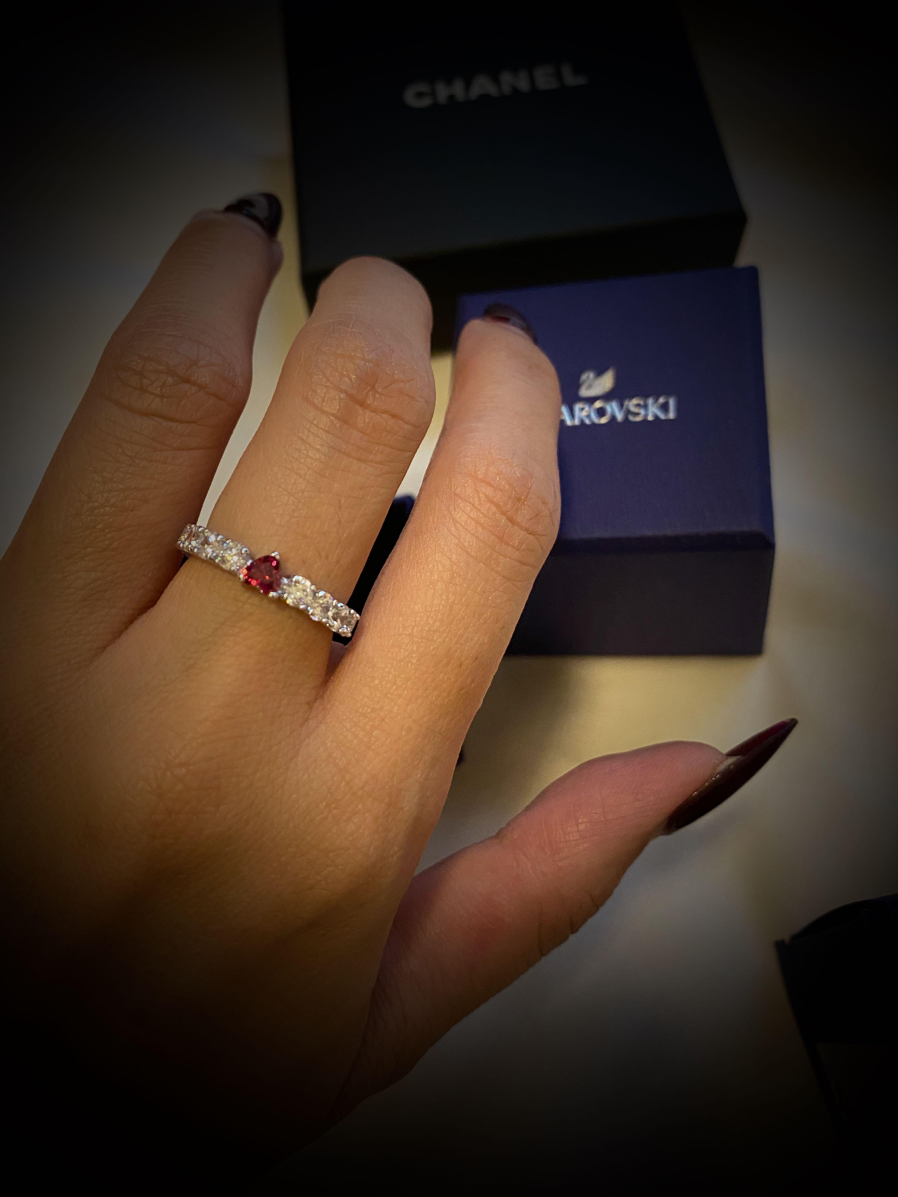 Swarovski love ring white rhodium clearance plating