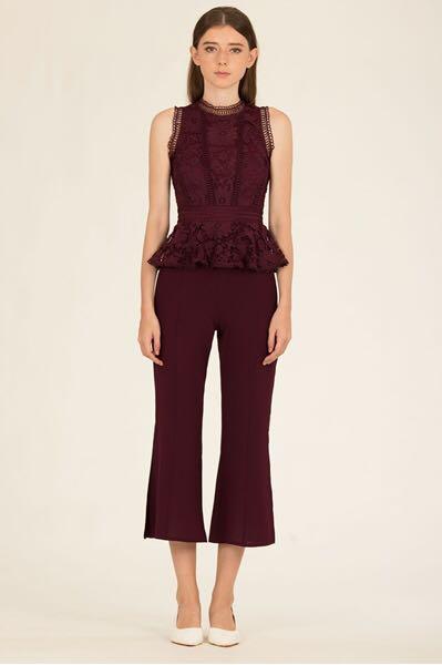 burgundy lace jumpsuit