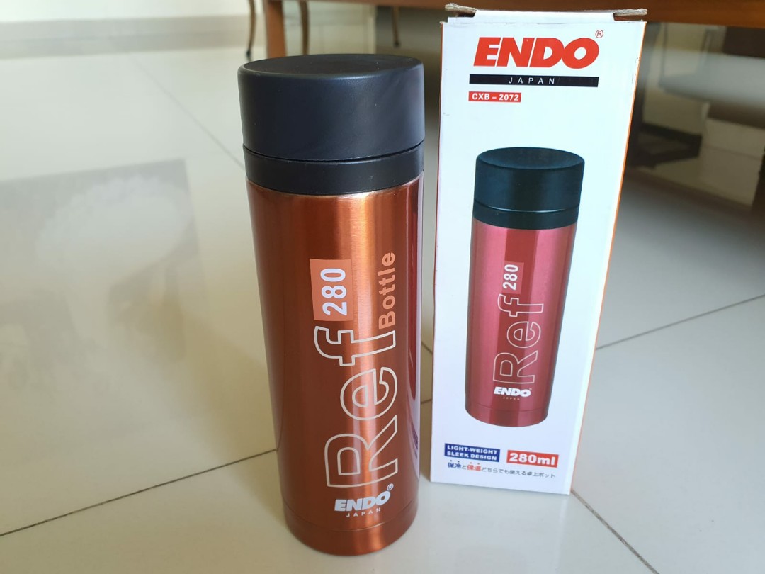 Endo Japan Stainless Steel Flask 280ml (Red/Brown), Furniture & Home