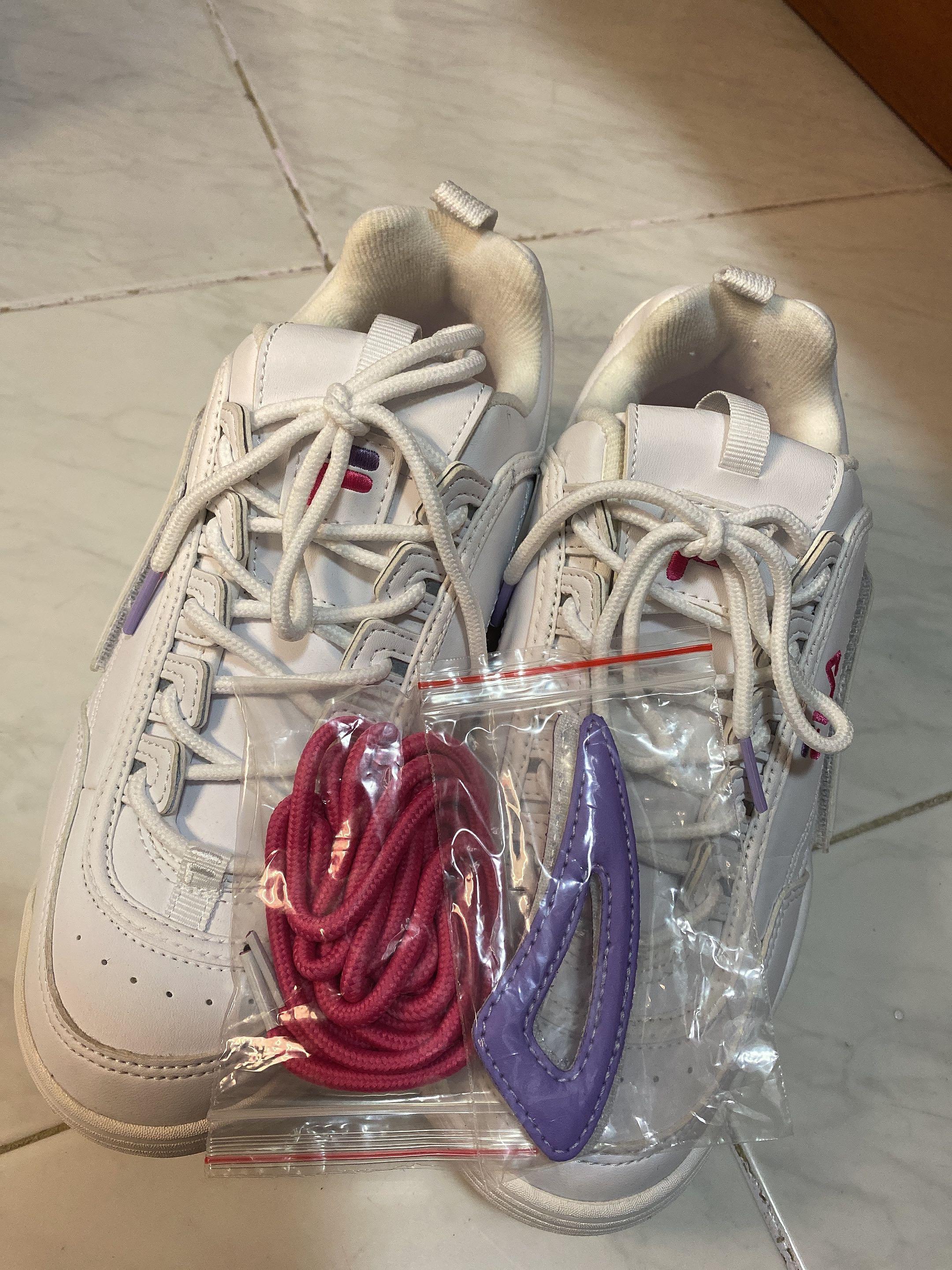 Fila disruptor pink and purple shoes Women s Fashion Footwear