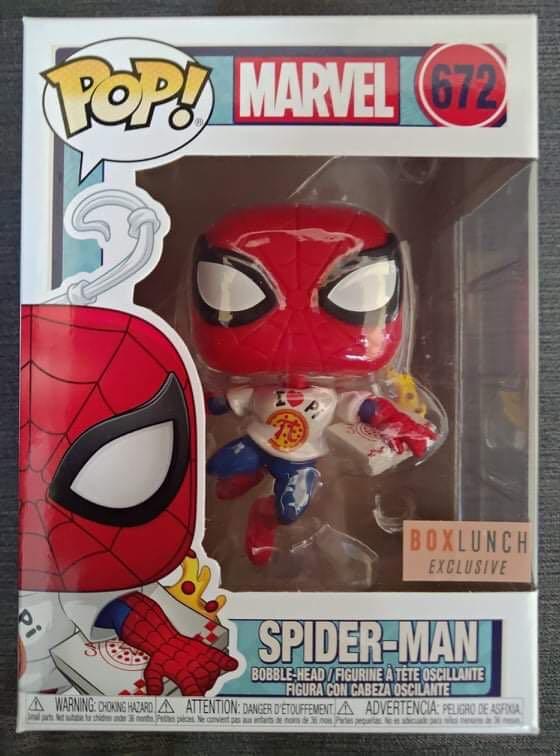 spiderman with pizza funko pop