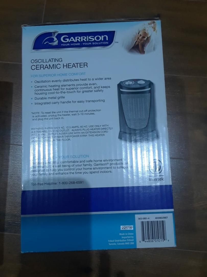 Garrison Portable Oscilatting Ceramic Heater, Home & Furniture on Carousell