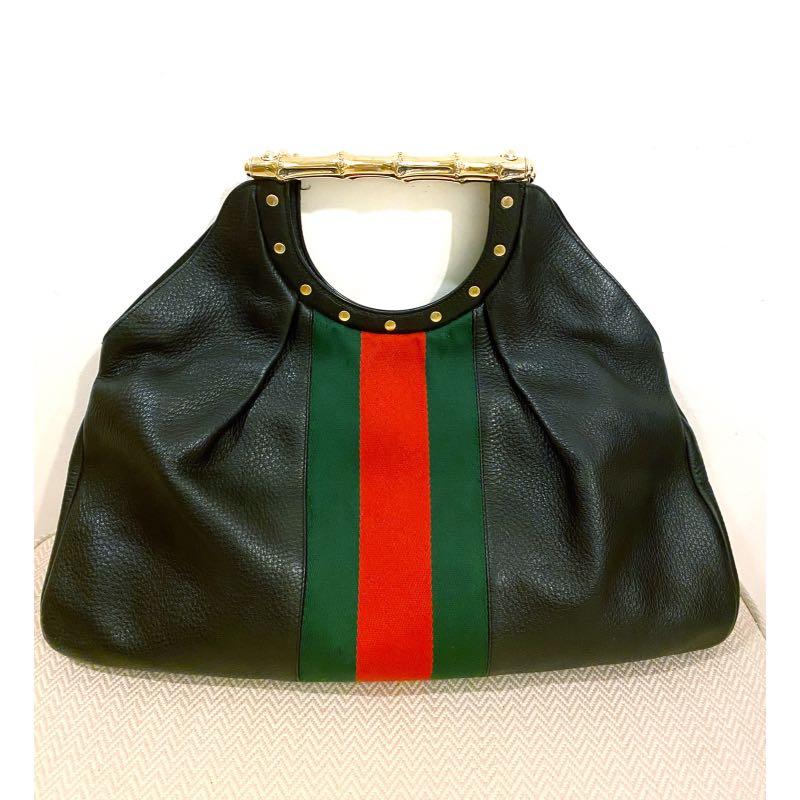 Red gucci bag with on sale bamboo handle