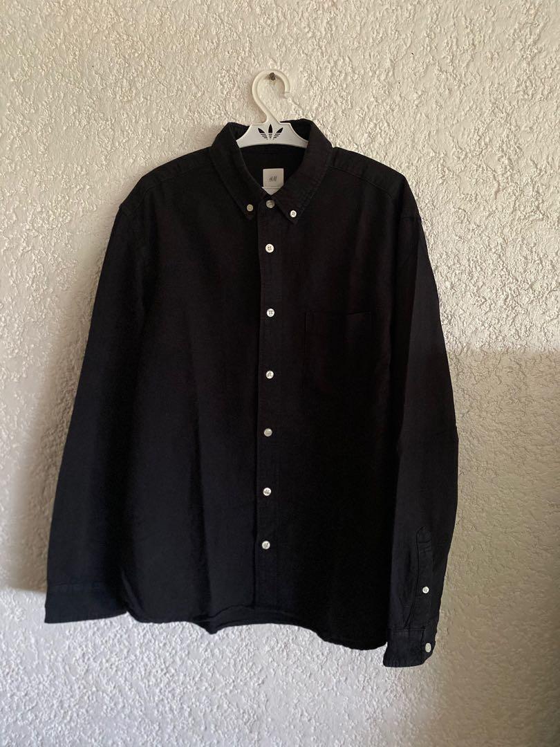 H M Long sleeve Polo Black Men s Fashion Tops Sets Tshirts