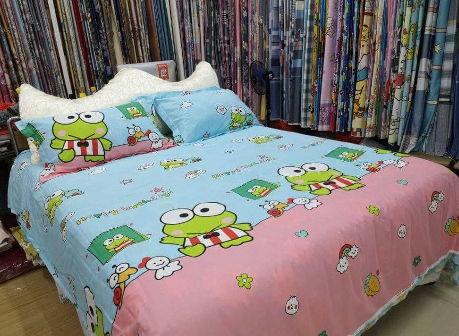 Keroppi Super Single 100% Pure Cotton Cartoon Bedsheet Set, Furniture & Home Living, Bedding & Towels on Carousell Keroppi Super Single 100% Pure Cotton Cartoon Bedsheet Set, Furniture & Home Living, Bedding & Towels on Carousell