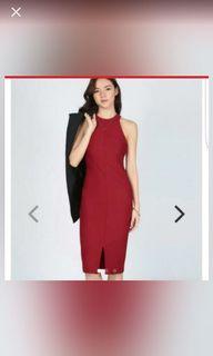 LB Reyna Midi Bodycon dress, Red, S