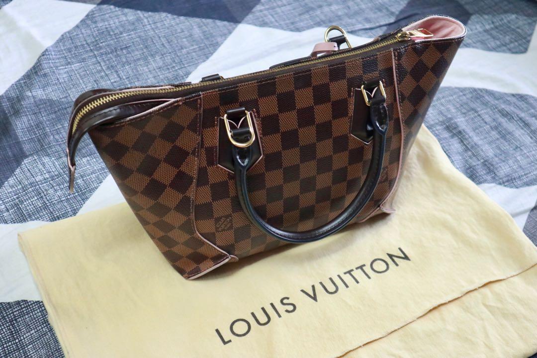 Louis Vuitton Kaisa Tote Satchel PM N51554 Damier Ebene Cerise Red Brown