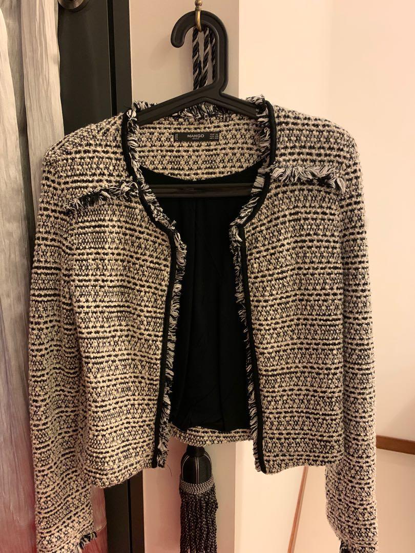 mango tweed cotton jacket