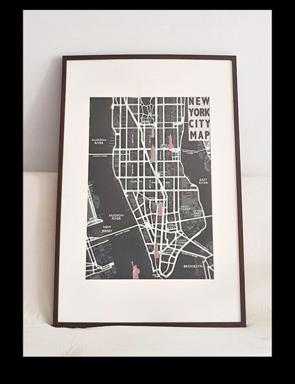 New York City Map Print In Ikea Frame Furniture Home Living Decor Frames Pictures On Carou - New York City Wall Art Ikea