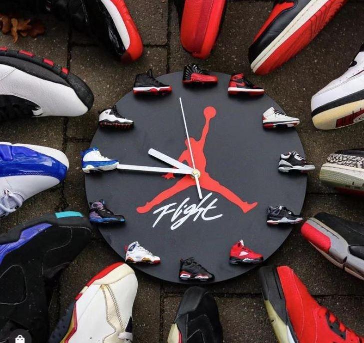 clock with jordan sneakers