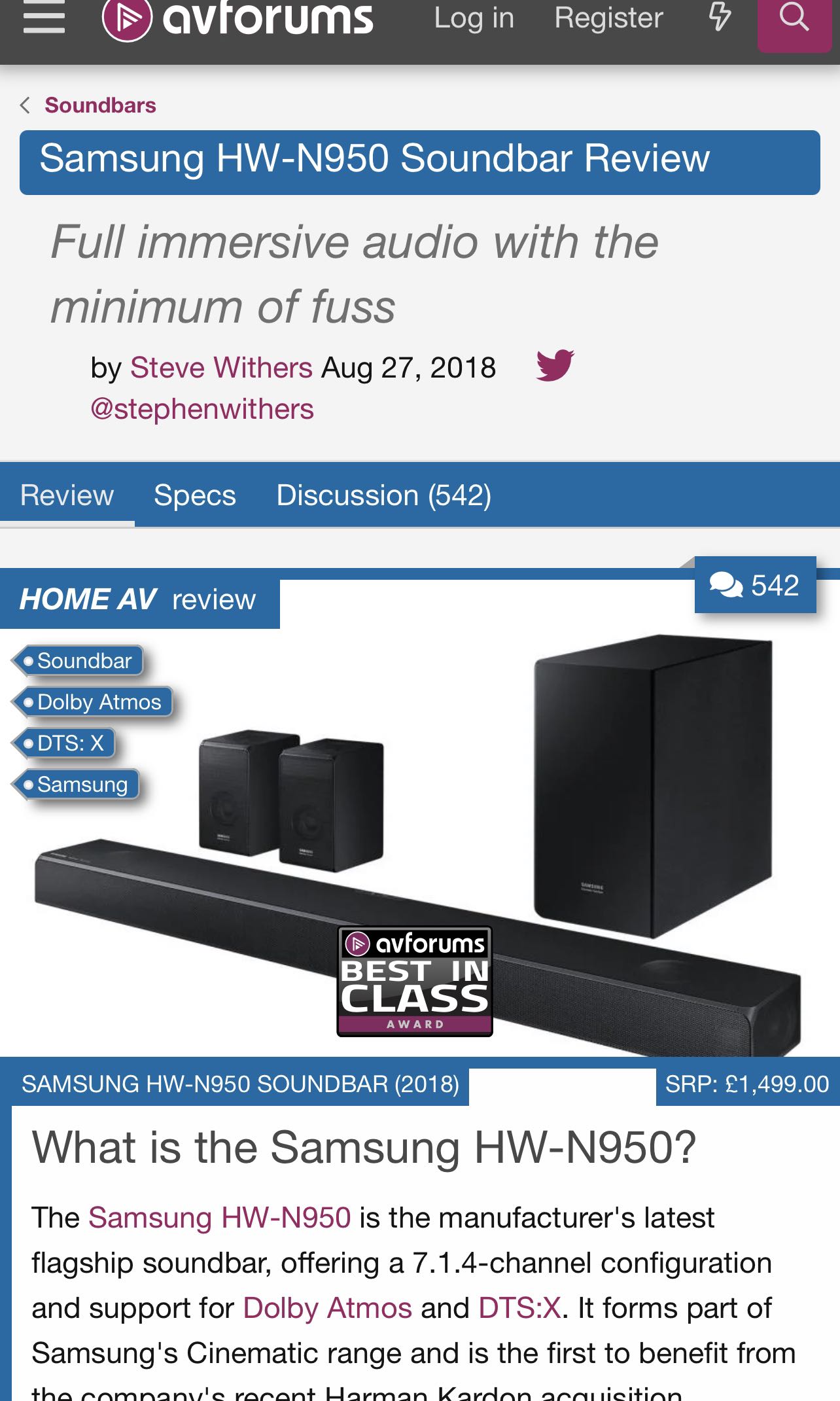Samsung hw n950 7.1 4 deals dolby atmos soundbar