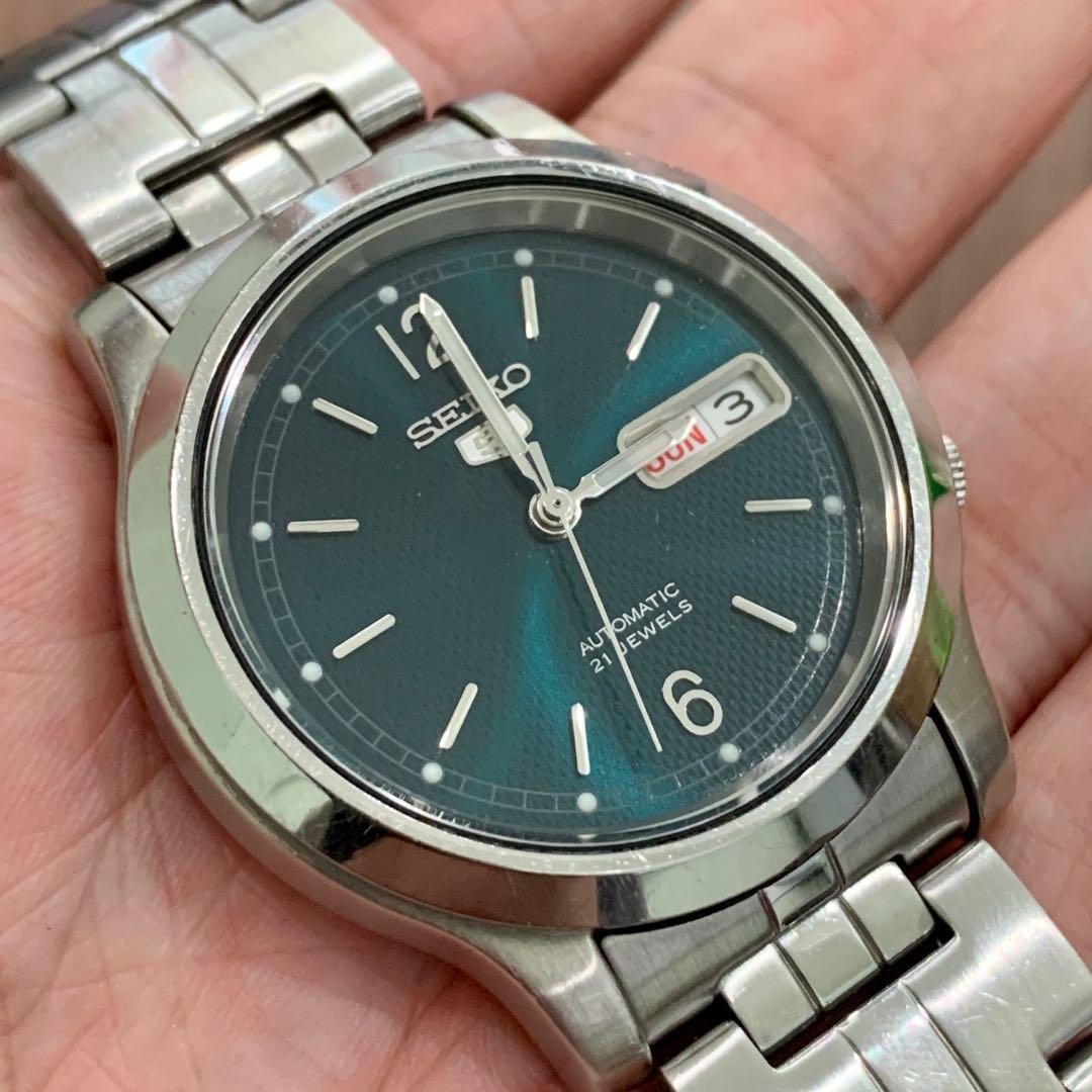 Seiko 5 Green Burst Textured Dial Automatic Watch Men s Fashion