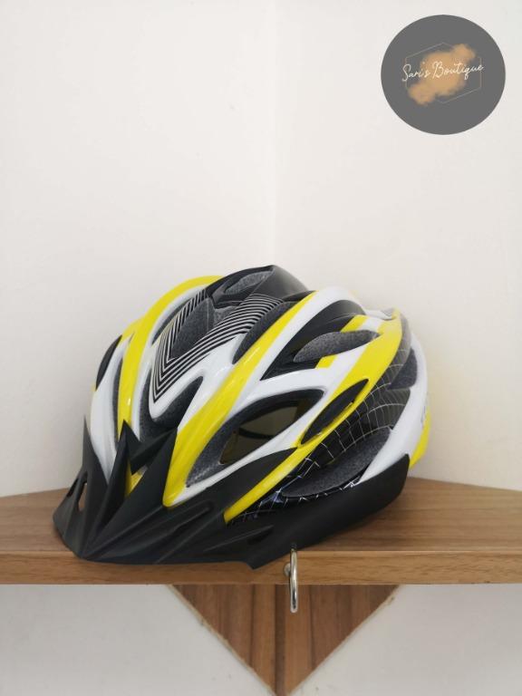 yellow bicycle helmet