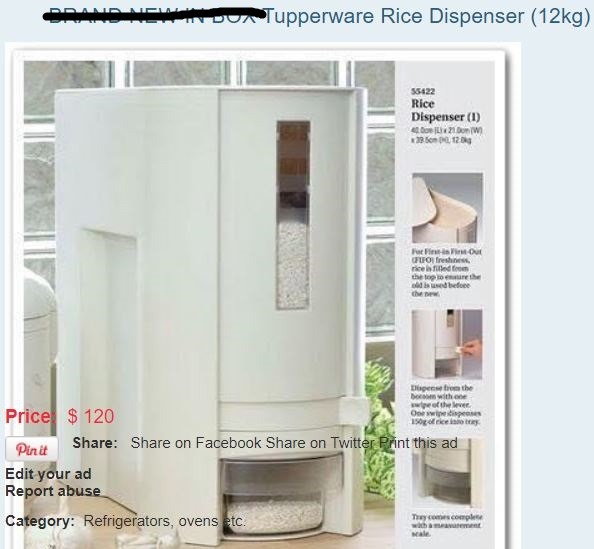 Tupperware Rice Storage Dispenser, Furniture & Home Living, Kitchenware ...