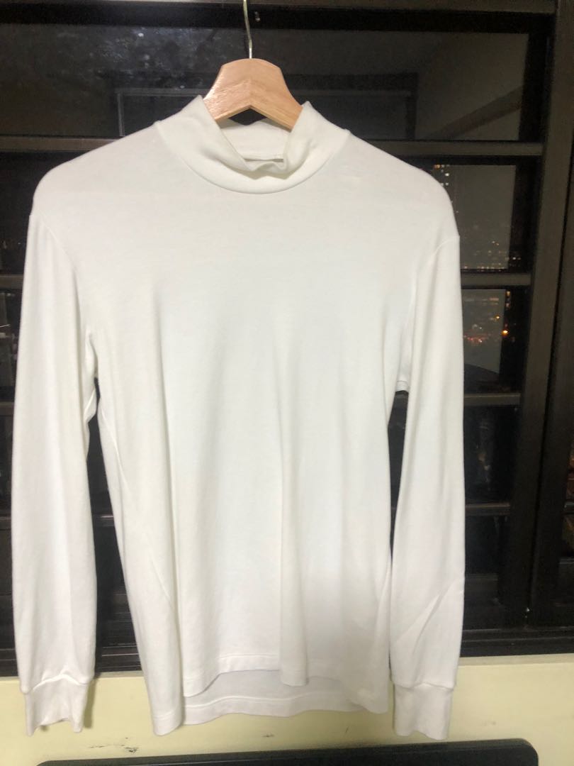 long sleeve white mock neck top