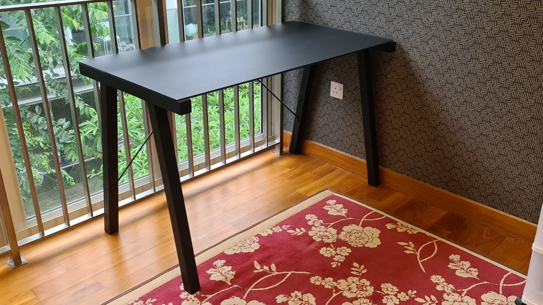 Used writing desk with black tempered glass table top, in good