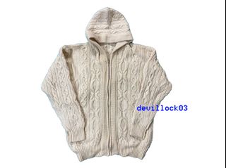 女裝米色針織有帽拉鍊長袖衞衣冷衫 Women's Knit Zip-Up Hoodie Hoody64221777242243110