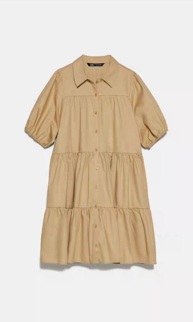 Zara Flounce Dress TRF, Women's Fashion 