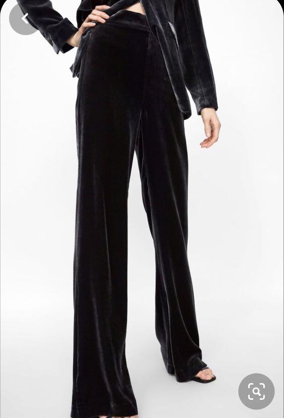 Zara black velvet trousers on sale