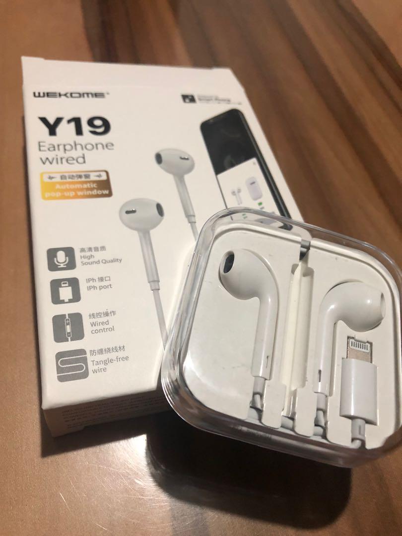 99 新 Y19 有線音樂通話耳機 Iphone7或以上適用 電子產品 電話 平板電腦裝飾 Carousell