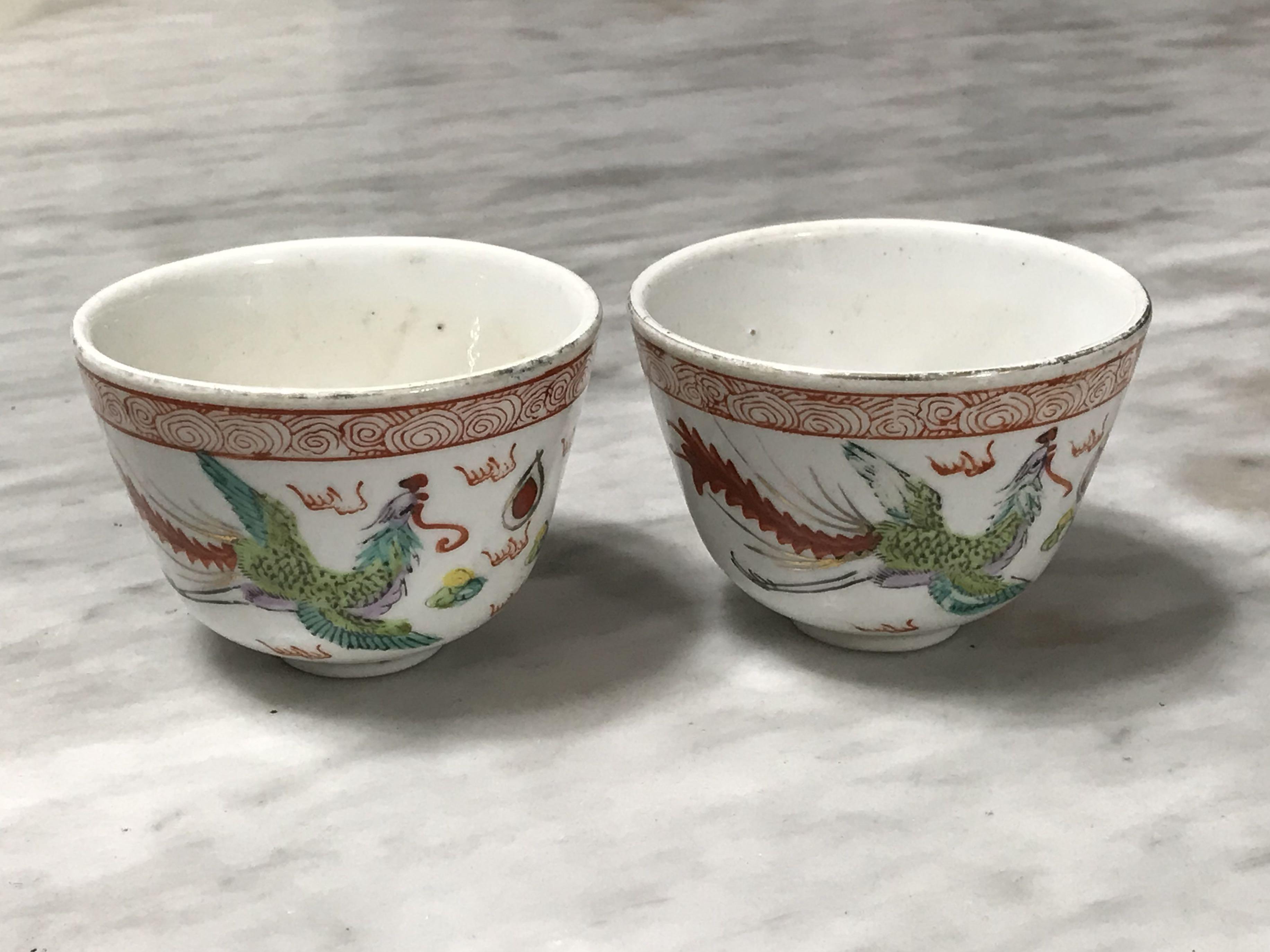 Antique Chinese Porcelain Tea Cups ( Pair ), Furniture & Home Living