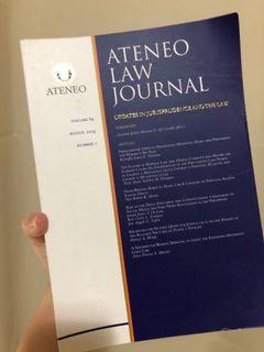 Ateneo Law Journal: volume 64, number 1, august 2019, updates in jurisprudence and the law