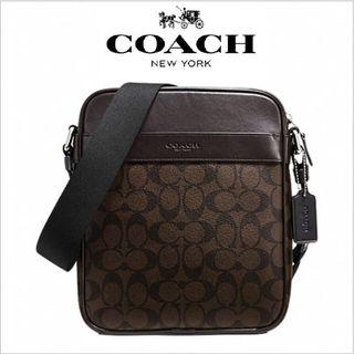 Authentic Coach Men Signature Flight Messenger Crossbody Bag F54788