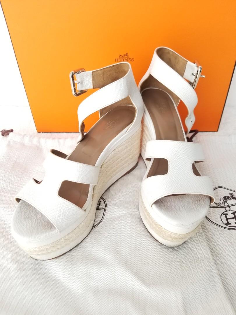 Authentic Hermes Illana Wedge Espadrille Sandals Women s Fashion