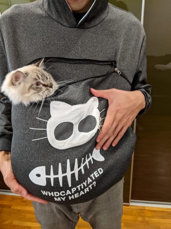 Cat hoodie with top zipper pouch
