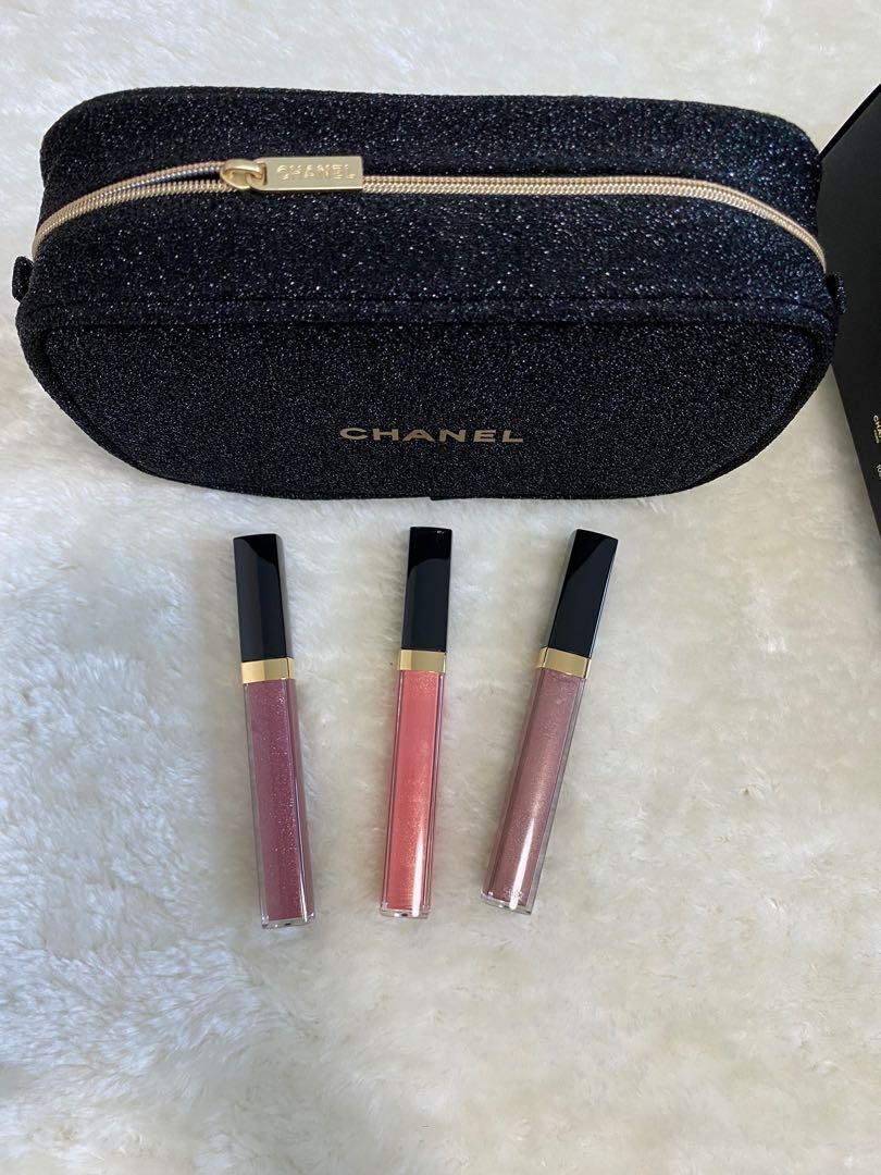 Chanel Holiday lipgloss set with Pouch, Women's Fashion, Bags & Wallets,  Purses & Pouches on Carousell