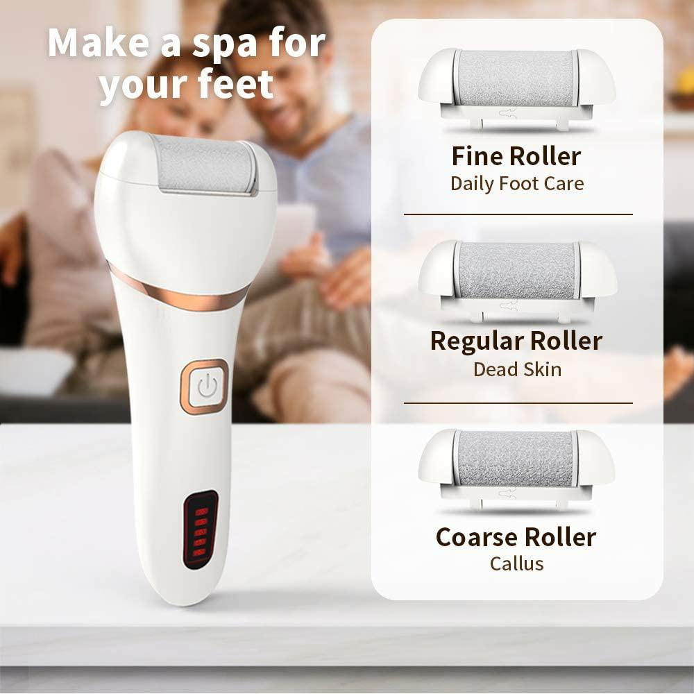 IWEEL Callus Remover for Feet, Rechareable Foot Scrubber Electric Foot File  Pedicure Tools for Feet Electonic Callus Shaver Waterproof Pedicure kit for  Cracked Heels and Dead Skin with 5 Roller Heads 