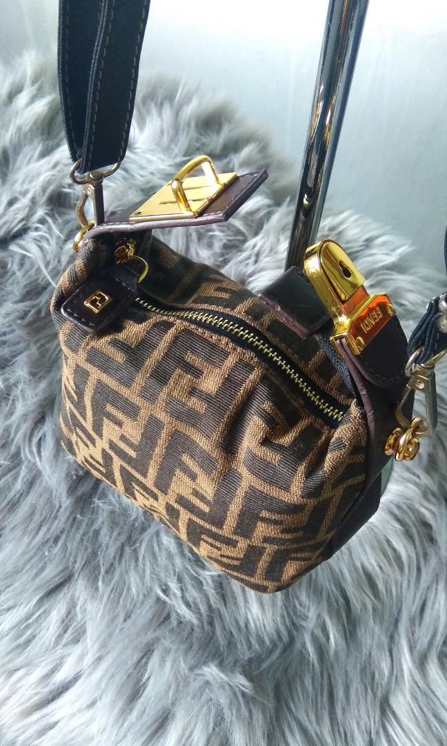 Vintage FENDI Brown Zucca Jacquard Mini Pouch Bag Handbag at