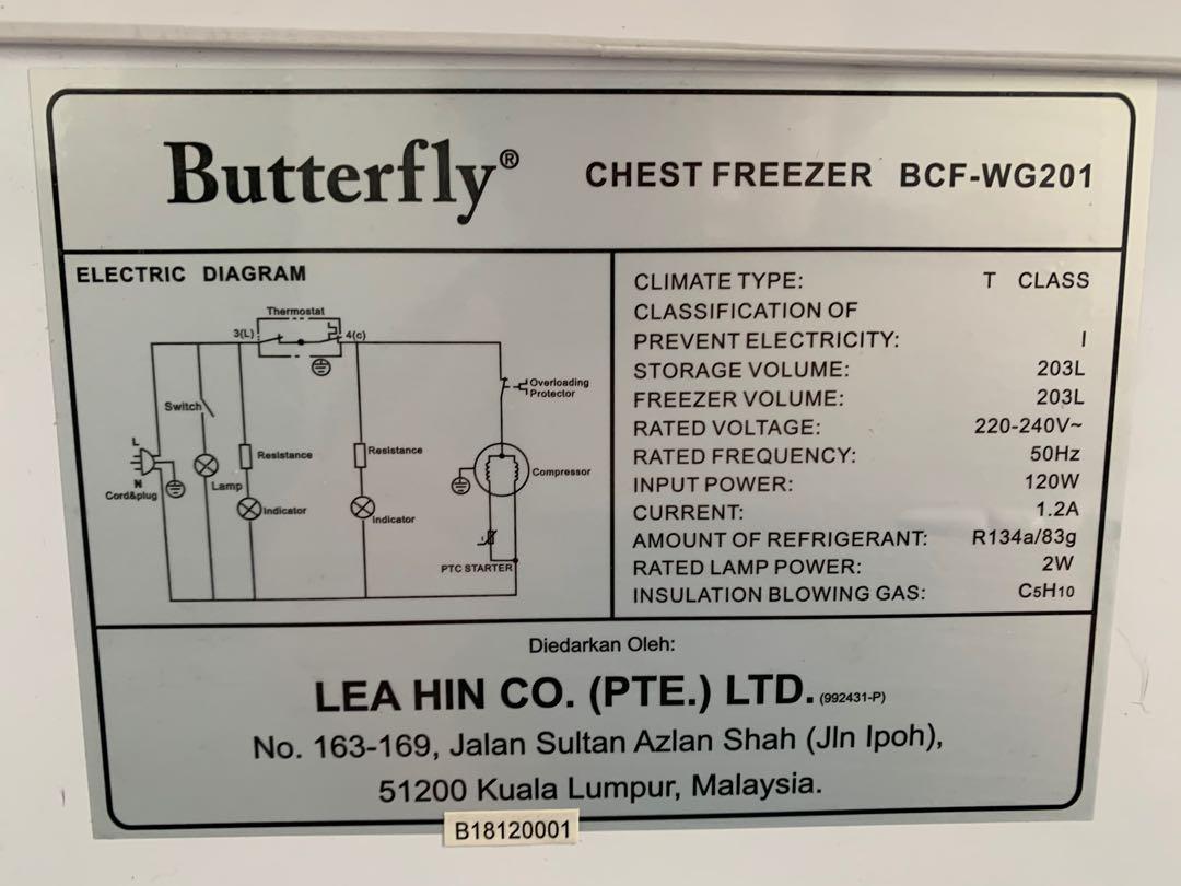 Freezer Butterfly 203L, Kitchen u0026 Appliances on Carousell