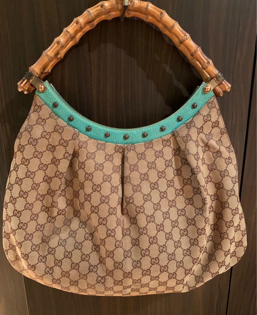 Gucci monogram outlet bamboo handle bag