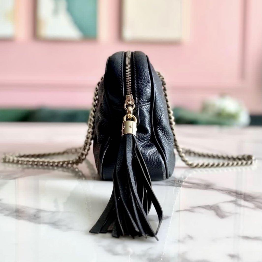 Gucci Black Pebbled Leather Soho Chain Shoulder Bag (w/ original