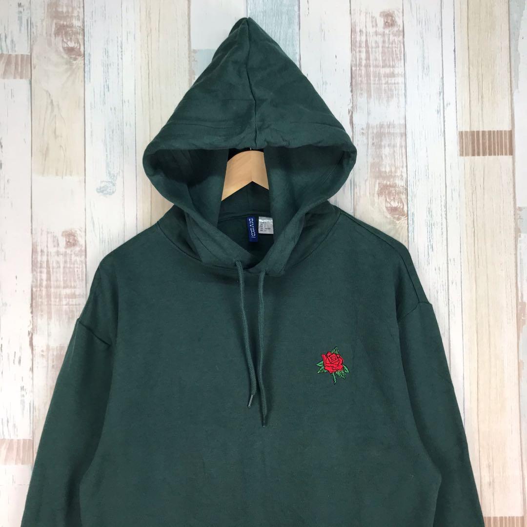 Green hoodie with rose h&m 2025