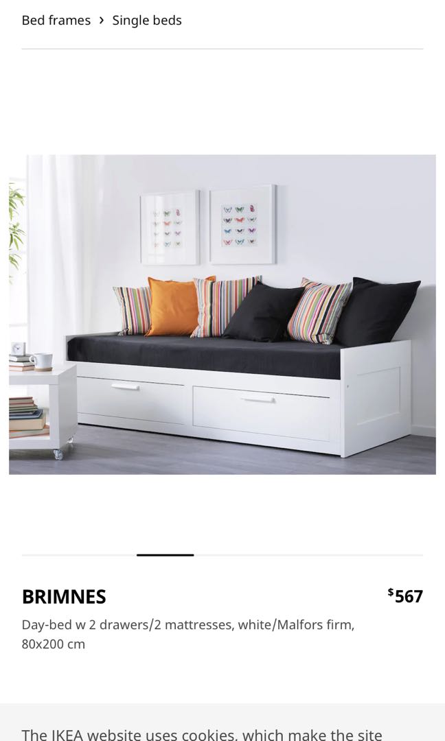 IKEA FLEKKE Day bed frame w/2 drawers/2 据えつけ mattress