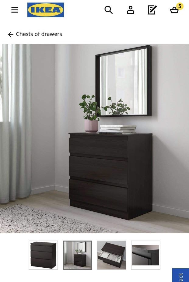 Ikea KULLEN chest drawer Blackbrown, Furniture & Home Living