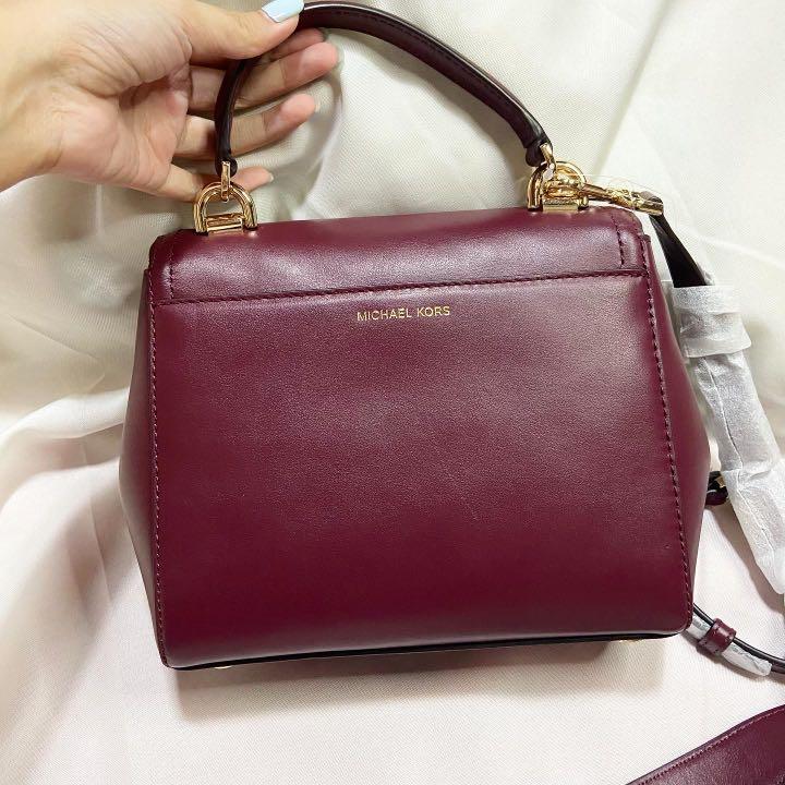 Ava medium leather satchel oxblood outlet
