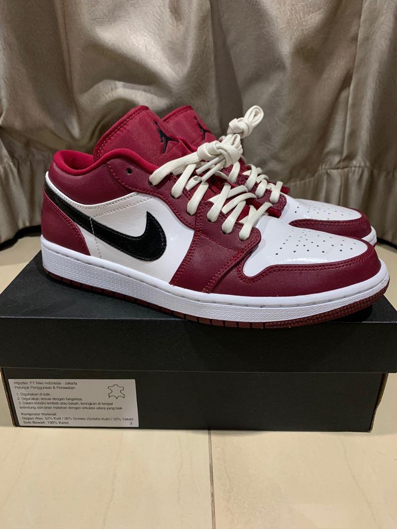 Nike Air Jordan 1 Low Noble Red, Fesyen Pria, Sepatu , Sneakers di